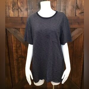 J. Crew Navy Blue and White Striped Slub Cotton Tee
